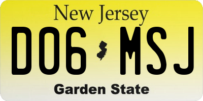NJ license plate D06MSJ