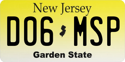 NJ license plate D06MSP