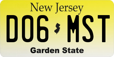 NJ license plate D06MST