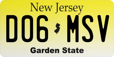 NJ license plate D06MSV