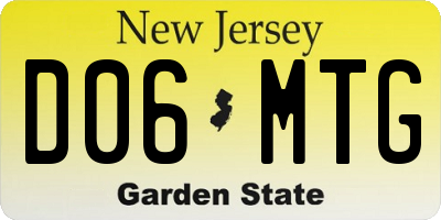 NJ license plate D06MTG