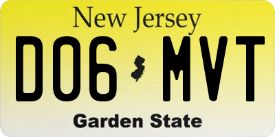 NJ license plate D06MVT