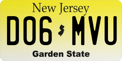 NJ license plate D06MVU