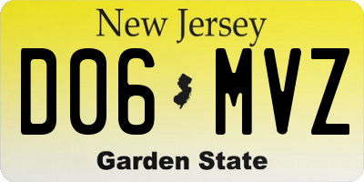 NJ license plate D06MVZ