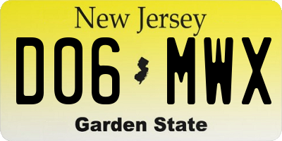 NJ license plate D06MWX