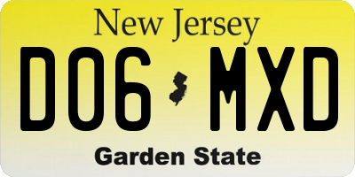 NJ license plate D06MXD
