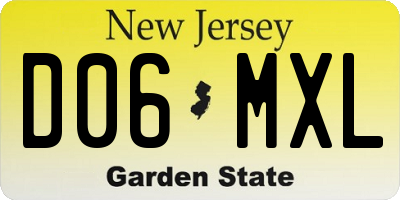 NJ license plate D06MXL