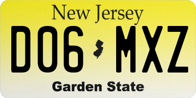 NJ license plate D06MXZ