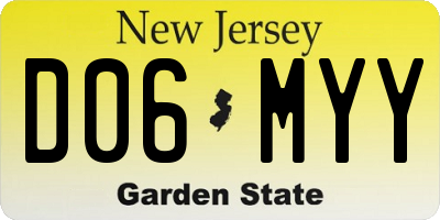 NJ license plate D06MYY