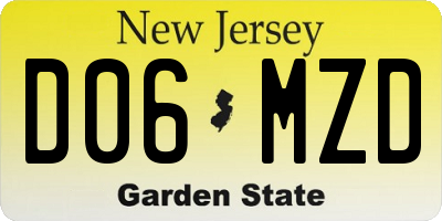 NJ license plate D06MZD