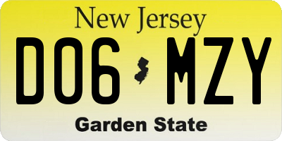 NJ license plate D06MZY