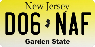 NJ license plate D06NAF
