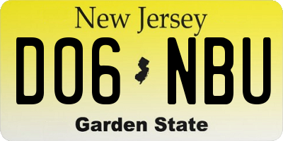 NJ license plate D06NBU