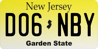 NJ license plate D06NBY