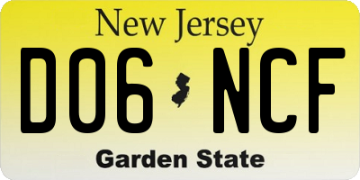 NJ license plate D06NCF