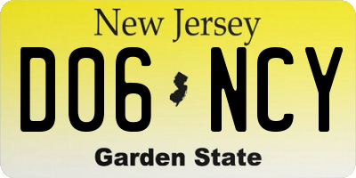 NJ license plate D06NCY