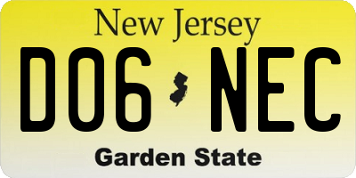 NJ license plate D06NEC