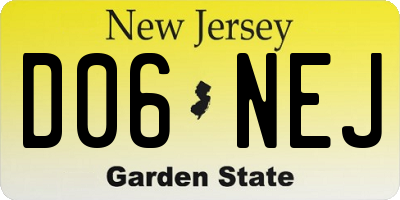 NJ license plate D06NEJ
