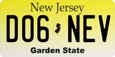 NJ license plate D06NEV