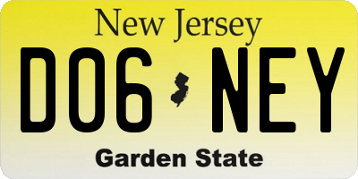 NJ license plate D06NEY