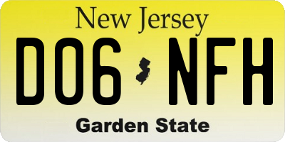 NJ license plate D06NFH