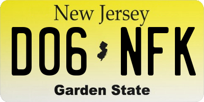 NJ license plate D06NFK