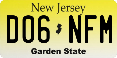 NJ license plate D06NFM