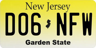 NJ license plate D06NFW
