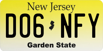 NJ license plate D06NFY
