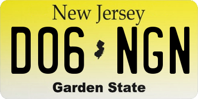 NJ license plate D06NGN