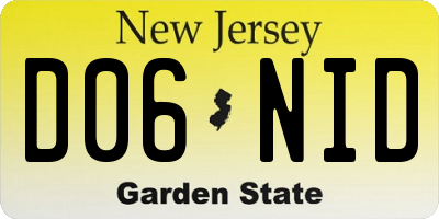 NJ license plate D06NID