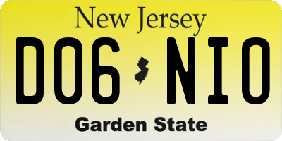 NJ license plate D06NIO