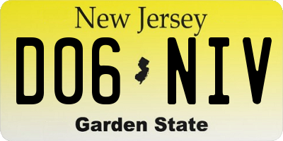 NJ license plate D06NIV