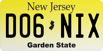 NJ license plate D06NIX