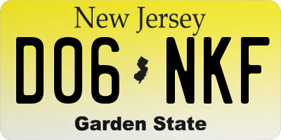 NJ license plate D06NKF
