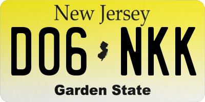 NJ license plate D06NKK