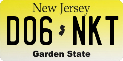 NJ license plate D06NKT