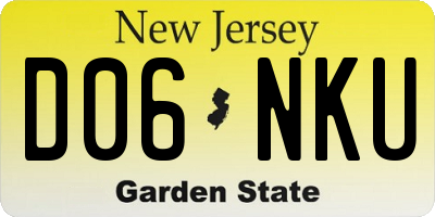 NJ license plate D06NKU