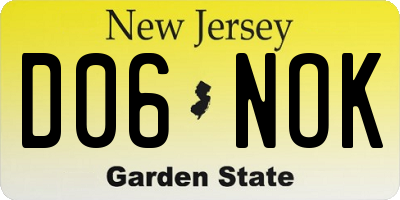 NJ license plate D06NOK