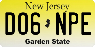 NJ license plate D06NPE