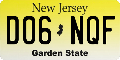 NJ license plate D06NQF