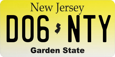 NJ license plate D06NTY