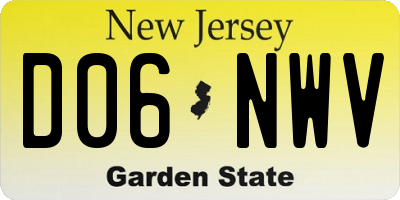 NJ license plate D06NWV