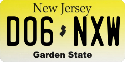 NJ license plate D06NXW