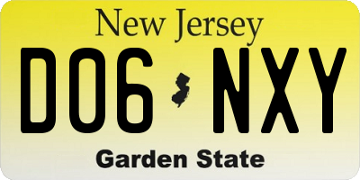NJ license plate D06NXY