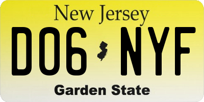 NJ license plate D06NYF