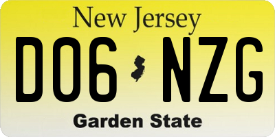 NJ license plate D06NZG