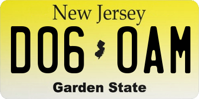 NJ license plate D06OAM
