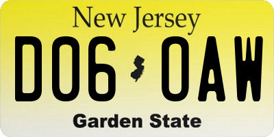 NJ license plate D06OAW