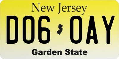 NJ license plate D06OAY